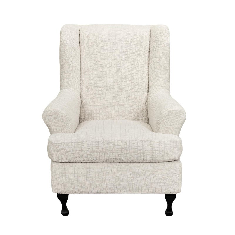 Eco-Ancheng Wingback Chair Slipcover 2 Piece Slipcovers for Wingback Chairs Jacquard Wingback Chair Covers Washable Furniture Protector with Elastic Bottom for Living Room Wingback Chairs,L16 - Image 1
