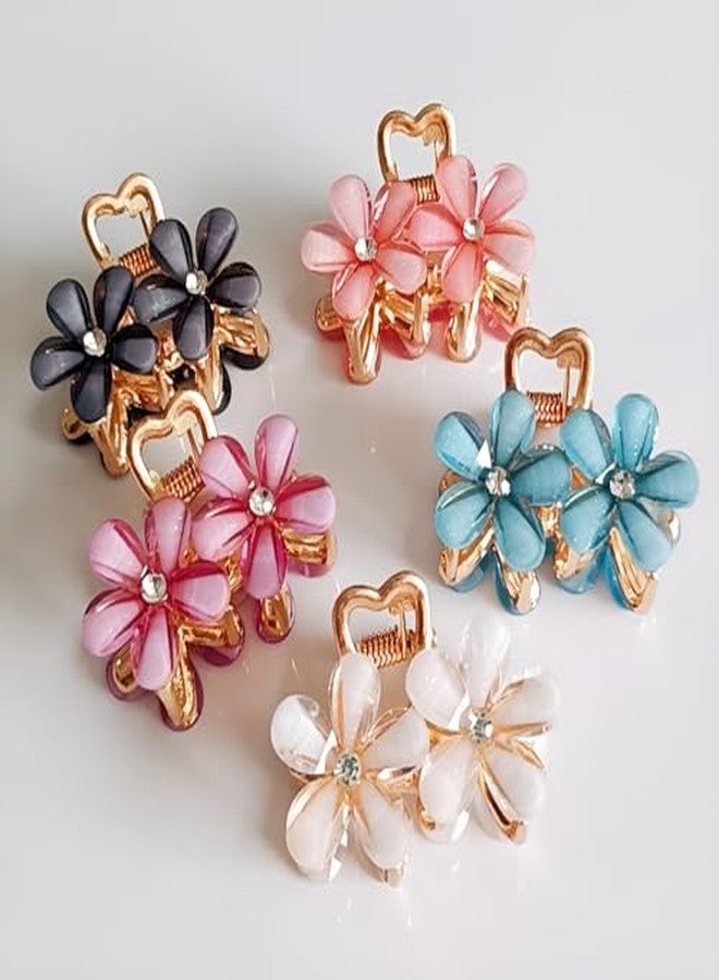 Glamyou Korean Style Small Pearl Mini Hair Claw Clips with Flower Design, Sweet Artificial Decorative Hair Accessories for Women's Girls Pack of 3 Pcs - Image 1