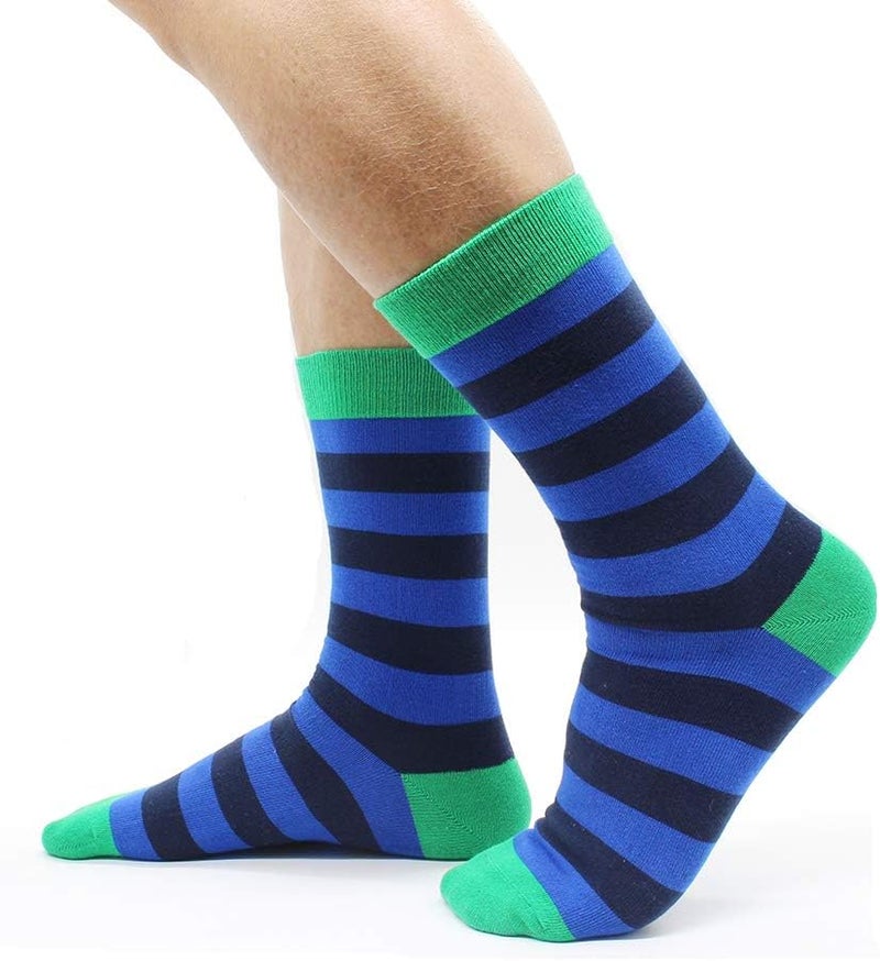 TOEJYJ Mens Fun Dress Socks, Pattern Funny Casual Socks Pack, Colorful Striped Cotton Novelty Socks Size 10-13 - Image 3
