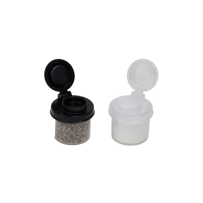 SALT AND PEPPER SHAKERS MOISTURE PROOF SET PERFECT TO GO CAMPING PICNIC OUTDOORS KITCHEN LUNCH BOXES TRAVEL SPICE SET CLEAR