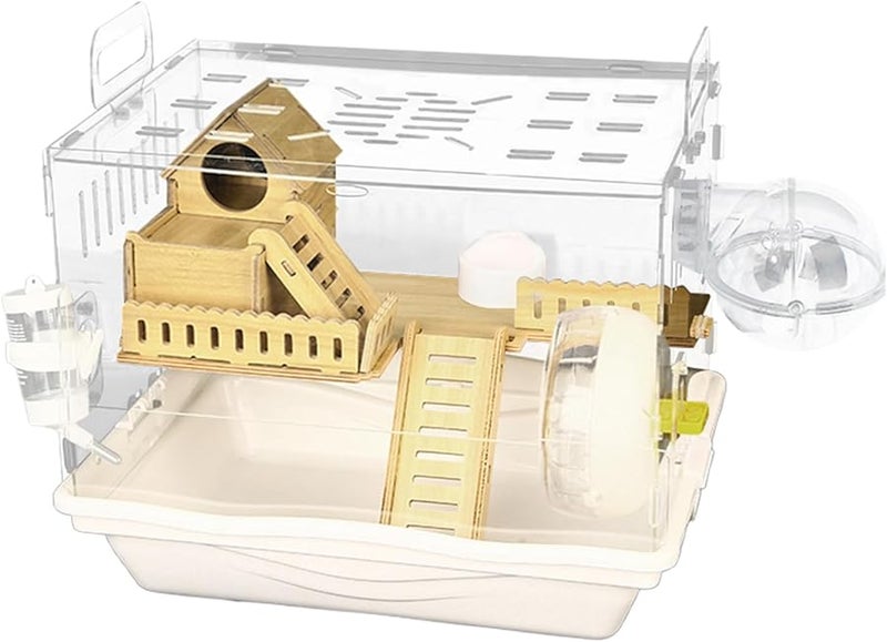 قفص الهامستر الأكريليك الشفاف، موطن الحيوانات الأليفة الصغيرة جيد التهوية، منزل للمراقبة - Image 1