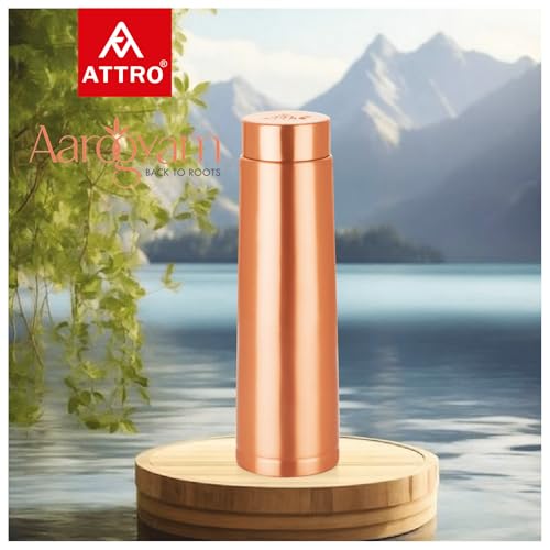 ATTRO Satveda 1000ml Copper Water Bottle | Matt | Pure Copper | Leak-Proof & BPA-Free | Ayurvedic Health Benefits | Ideal for Home, Office & Outdoor | Stylish & Durable for Daily Hydration - Image 2