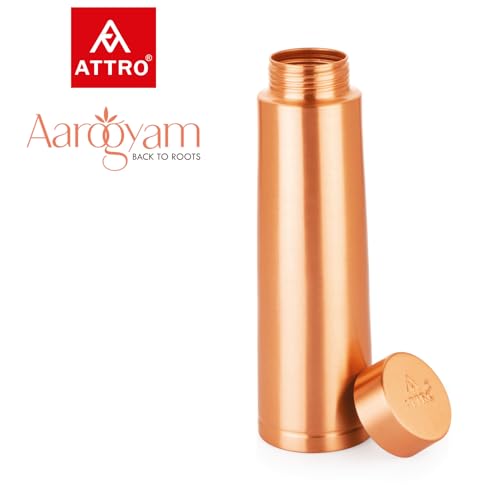 ATTRO Satveda 1000ml Copper Water Bottle | Matt | Pure Copper | Leak-Proof & BPA-Free | Ayurvedic Health Benefits | Ideal for Home, Office & Outdoor | Stylish & Durable for Daily Hydration - Image 3