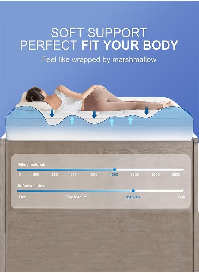 Microfiber Mattress Topper 14 cm With Microfiber Filling and Rubber Corners Edges