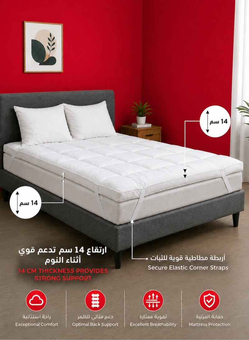 House One Microfiber Mattress Topper 14 cm With Microfiber Filling and Rubber Corners Edges - Image 1