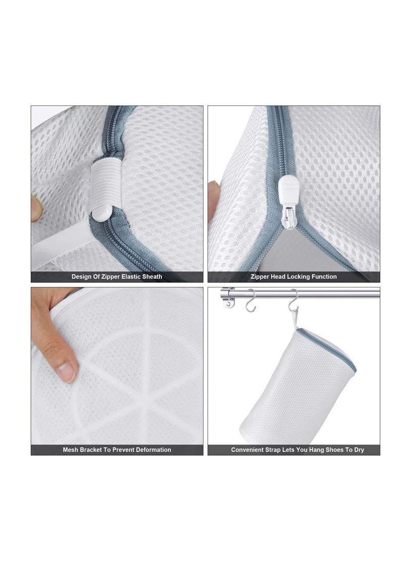 Zikra Laundry Bag for Shoes, Mesh Laundry Bag, Polyester Zippered Mesh Shoes Wash Bags, Washer and Dryer Safe Laundry Bag for Sneaker, Reusable Shoe Wash Bag, for Sneaker, Socks, Bras (2PCS XL+L) - Image 4