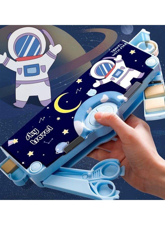 PLUSPOINT Plastic Astronaut Multifunctional Pencil Box For Kids,Space Theme Pencil Case,Magnetic Pencil Box,Pop Up Pencil Box With Buttons,Space Theme Return Gifts For Kids,Boys&Girls,Multicolor - Image 2