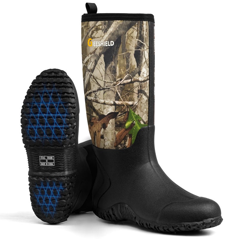 Waterproof Insulated Rubber Boots for Men and Women with Steel Shank, Anti-Slip Outdoor Work Hunting Boots for Farming Gardening Fishing and Mud - Image 1