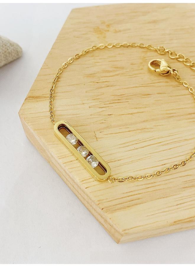 NIBEMINENT New Mei Xi Card Three Diamond Smart Sliding Big Brand Necklace Bracelet Simple Light Luxury Clavicle Chain 