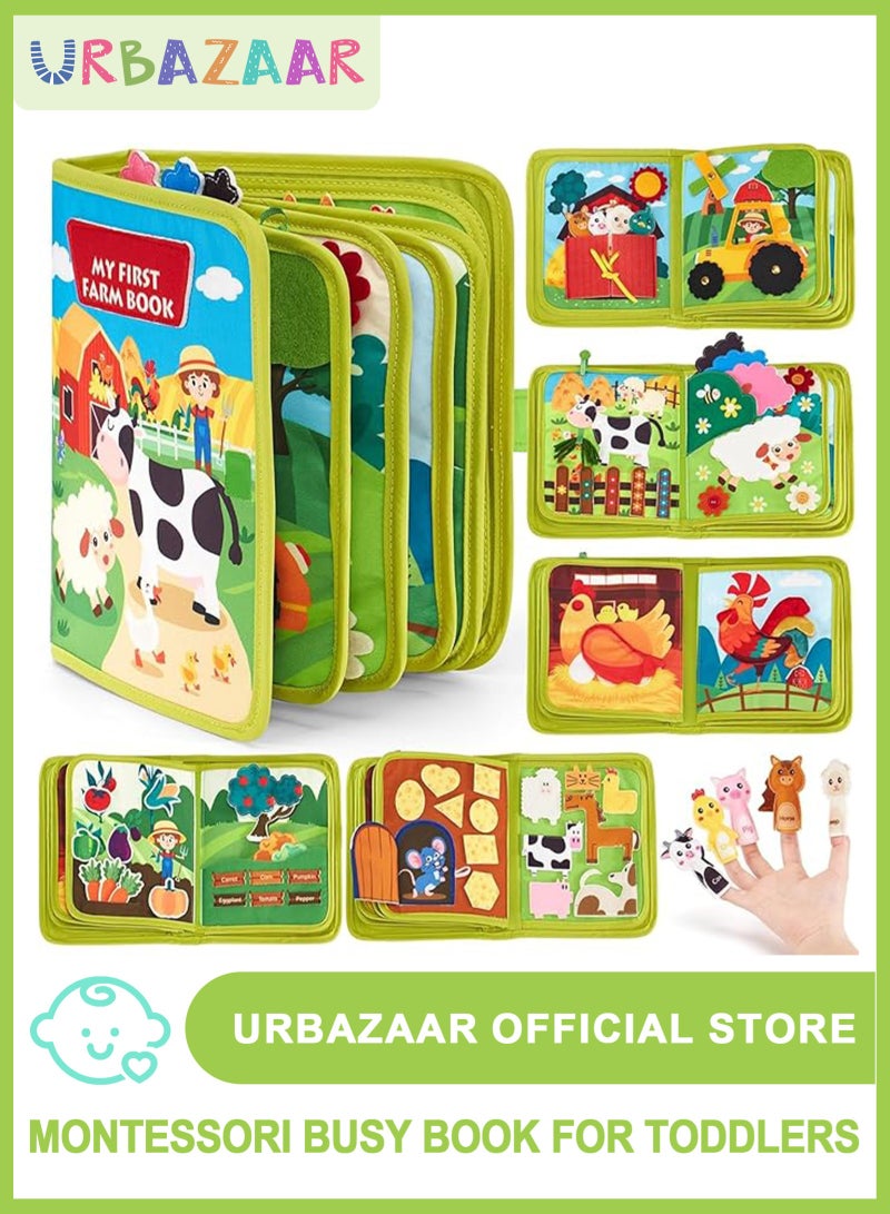 URbazaar Montessori Busy Book for Toddlers, 20 in 1 Quiet Activity Book with Life Skills, Cognition, Sorting, Matching,Kids DIY Felt Quiet Book,Preschool Learning Education Toys for Baby Boys Girls - Image 1