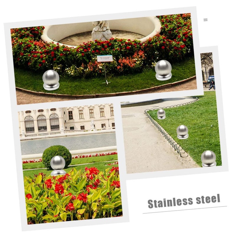 Stainless Steel Flag Pole Bracket Set Silver 10.2x10.2cm Outdoor Garden Stand - Image 2
