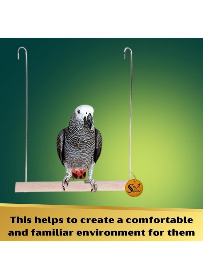 Sage Square Sage Square Playful Natural Wood Perch Swing Toy Cage Hanging Platform, Climbing, Exercise Perch for Birds (Small)  - Image 3