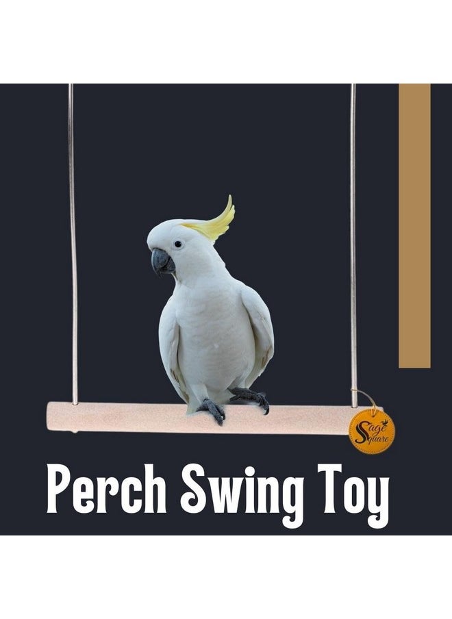 Sage Square Sage Square Playful Natural Wood Perch Swing Toy Cage Hanging Platform, Climbing, Exercise Perch for Birds (Small)  - Image 2