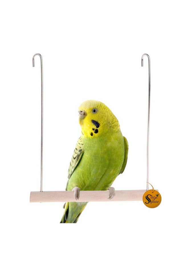 Sage Square Sage Square Playful Natural Wood Perch Swing Toy Cage Hanging Platform, Climbing, Exercise Perch for Birds (Small)  - Image 1