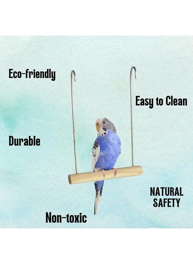 Sage Square Sage Square Playful Natural Wood Perch Swing Toy Cage Hanging Platform, Climbing, Exercise Perch for Birds (Small)  - Image 4