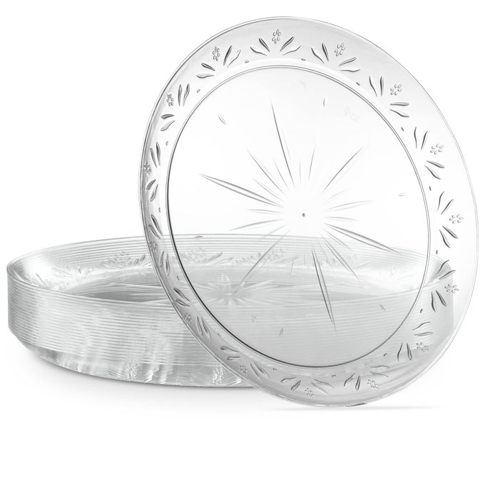 10 INCH PREMIUM EXTRA LARGE HEAVY WEIGHT CRYSTAL CLEAR DISPOSABLE PLASTIC DINNERWARE PARTY PLATES OR PLATTER PACK OF 40