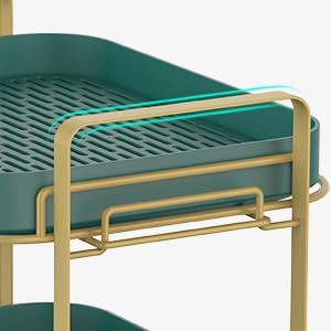 Kitwe حامل أكواب مزدوج الطبقات كيتوي مع صينية تصريف أدوات المائدة رف تخزين الفواكه منظم سطح المطبخ صينية الشاي للأكواب الزجاجية والماء والقهوة - Image 3