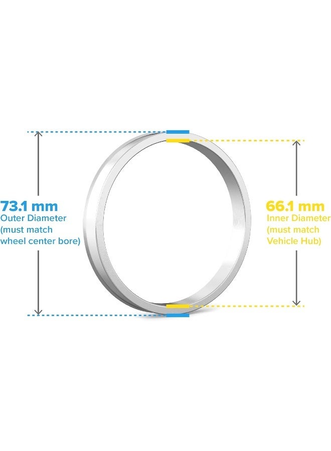StanceMagic STANCEMAGIC Hubcentric Rings (Pack of 4) - 66.1mm ID to 73.1mm OD - Silver Aluminum Hubrings Hub - for 66.1mm Vehicle Hub and 73.1mm Wheel Centerbore - Compatible with Nissan and Infiniti  - Image 2