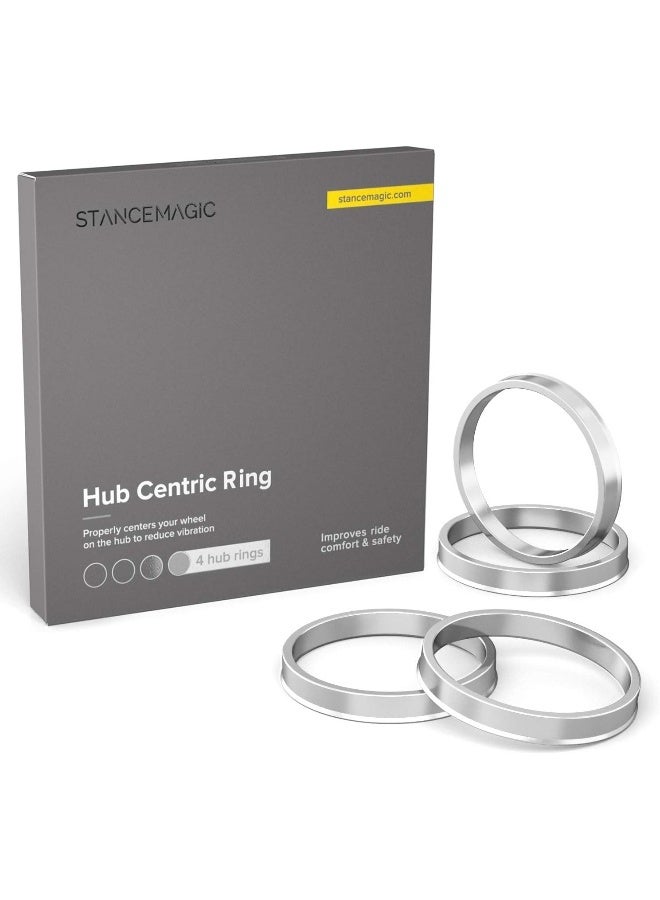 StanceMagic STANCEMAGIC Hubcentric Rings (Pack of 4) - 66.1mm ID to 73.1mm OD - Silver Aluminum Hubrings Hub - for 66.1mm Vehicle Hub and 73.1mm Wheel Centerbore - Compatible with Nissan and Infiniti  - Image 1