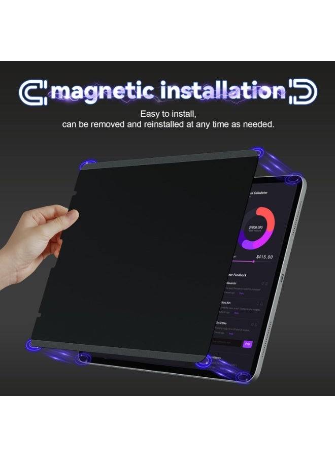 Magnetic Privacy Screen Protector Compatible With iPad Pro 11 Inch M4 M5 (2024 2025, 5th 6th)), Removable Anti Blue Light Glare Spy Private Filter Black Security Screen Cover for School Office Cafe, Also Compatible with iPad Air 11 inch M4/M3/M2 2026-2024 - Image 2