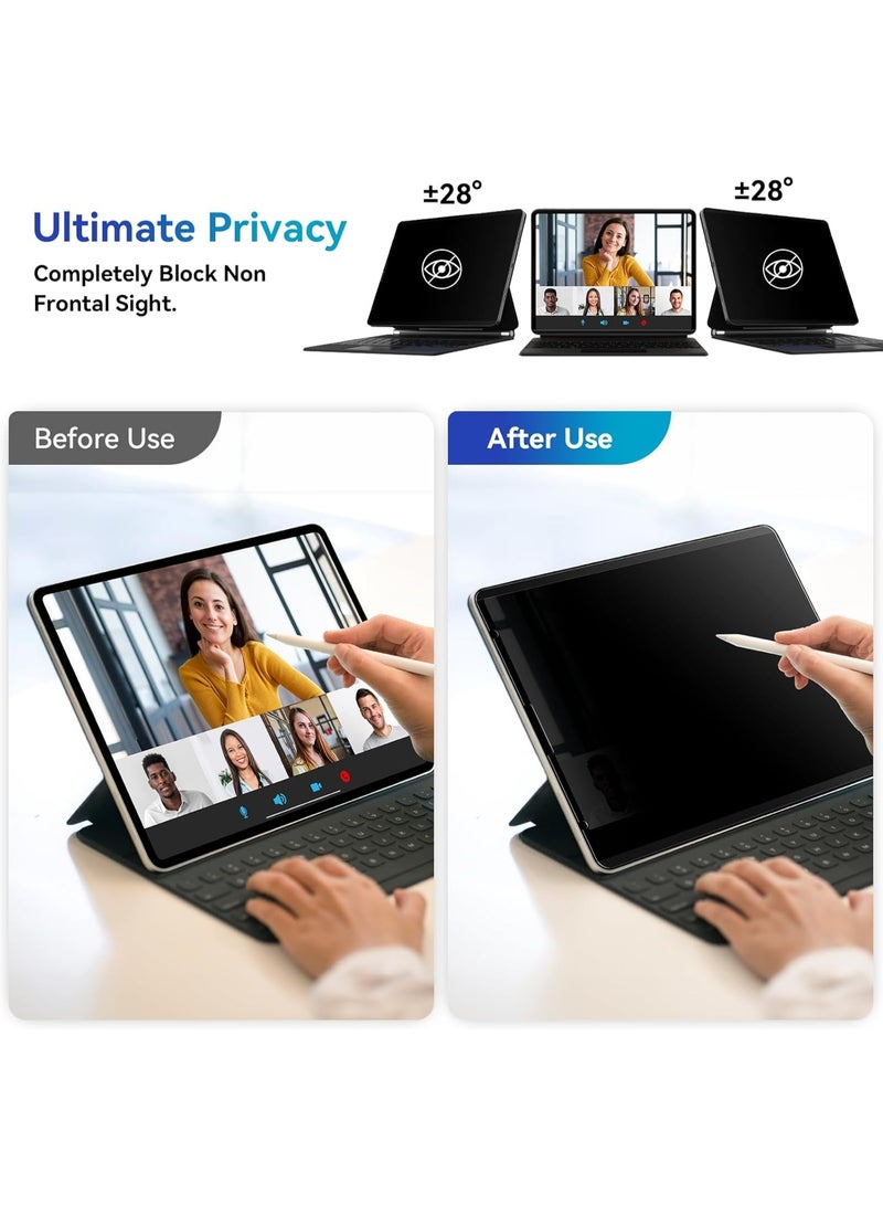 Magnetic Privacy Screen Protector Compatible With iPad Pro 11 Inch M4 M5 (2024 2025, 5th 6th)), Removable Anti Blue Light Glare Spy Private Filter Black Security Screen Cover for School Office Cafe, Also Compatible with iPad Air 11 inch M4/M3/M2 2026-2024 - Image 3