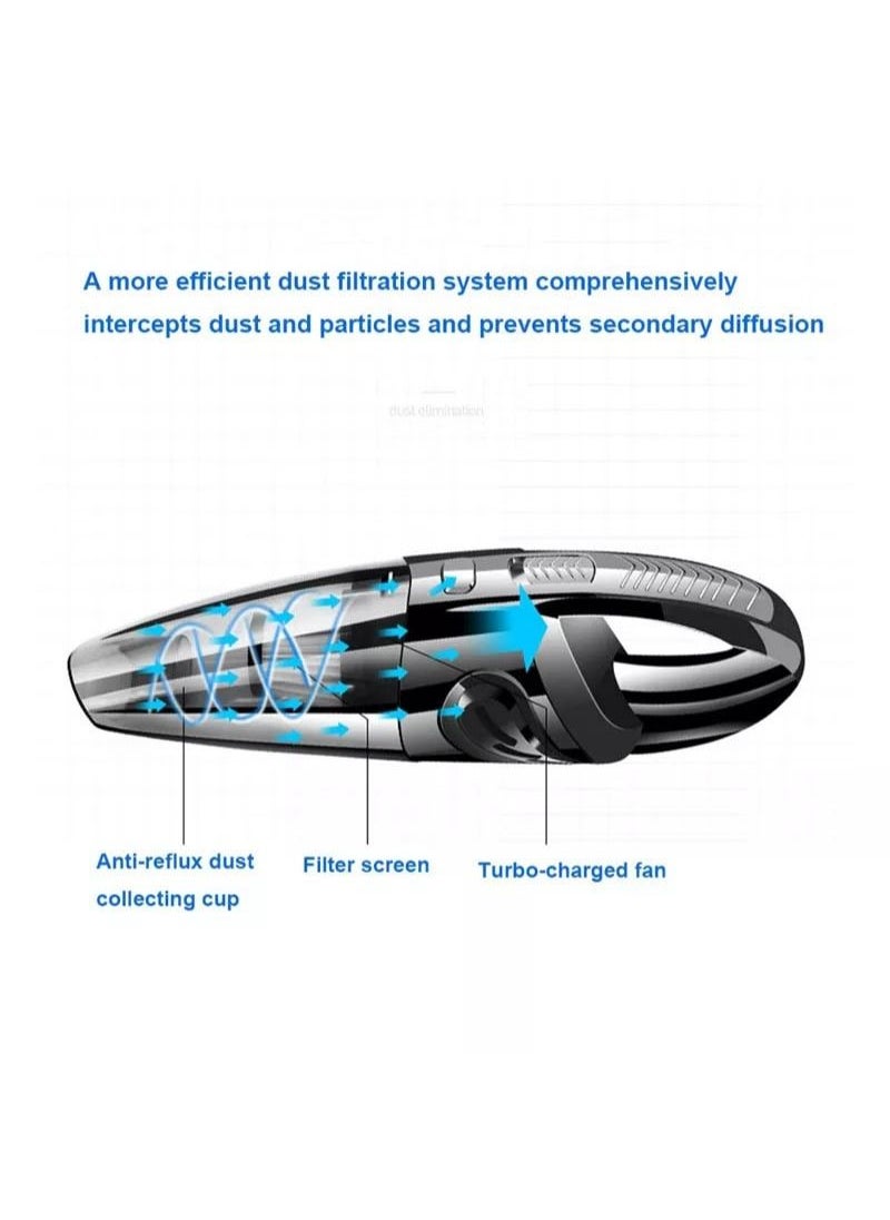 AGD Handheld Mini Vacuum Cleaner Car Cleaning Charging With Cigarette Lighter 120 Black  - Image 4