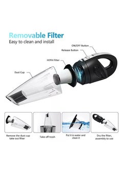 AGD Handheld Mini Vacuum Cleaner Car Cleaning Charging With Cigarette Lighter 120 Black  - Image 2