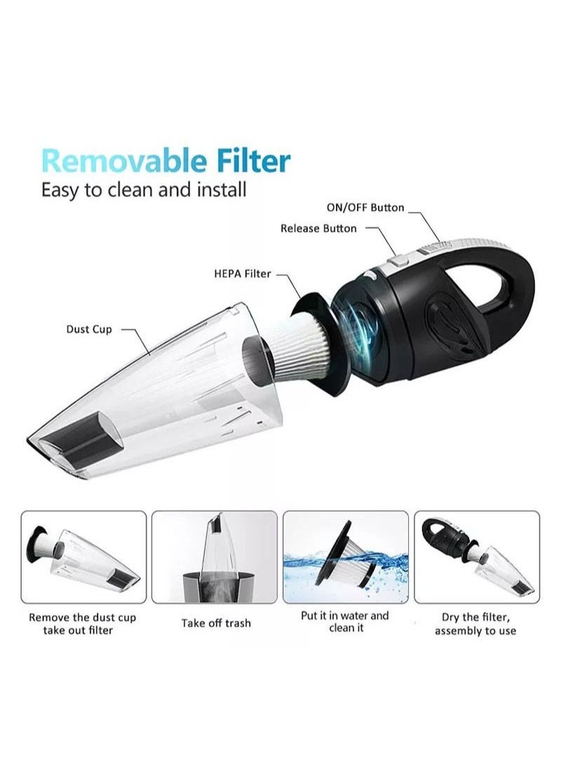 AGD Handheld Mini Vacuum Cleaner Car Cleaning Charging With Cigarette Lighter 120 Black  - Image 2
