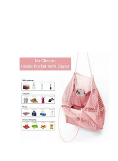 KASTWAVE Mesh Beach Bag for Women, Large Tote Bag Lightweight Foldable Beach Tote with Zipper Pocket for Women Vacation Beach Pool Trip  - Image 3