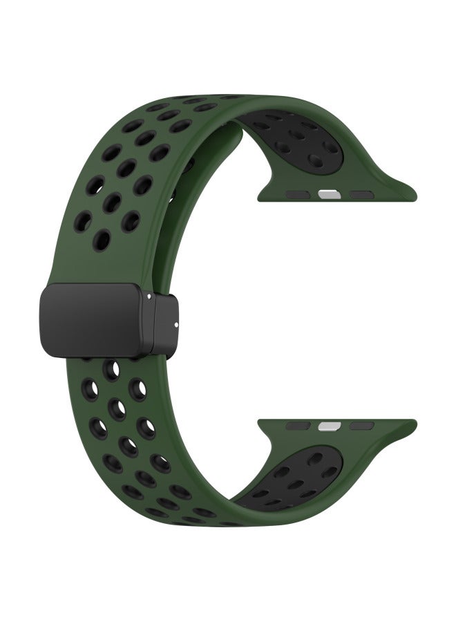 LS For Apple Watch Ultra Apple 1-10 Generations Universal Magnetic Buckle Nike Breathable Two-color Strap - Image 1