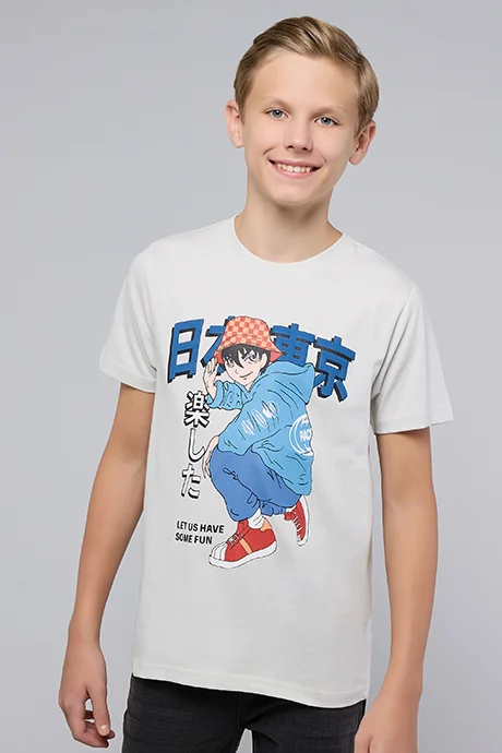 R&b Printed T-Shirt with Crew Neck and Short Sleeves