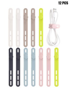 HY Silicone Cable Ties [Reusable Cable Management] Flexible Cord Organizer, Adjustable Length Long-lasting Durable Cable Clips - 12 Pack  - Image 1