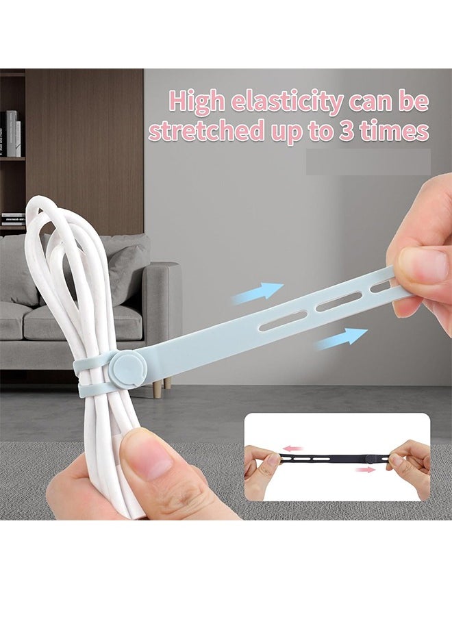 HY Silicone Cable Ties [Reusable Cable Management] Flexible Cord Organizer, Adjustable Length Long-lasting Durable Cable Clips - 12 Pack  - Image 3