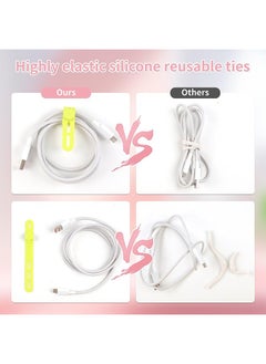 HY Silicone Cable Ties [Reusable Cable Management] Flexible Cord Organizer, Adjustable Length Long-lasting Durable Cable Clips - 12 Pack  - Image 4