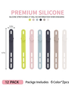 HY Silicone Cable Ties [Reusable Cable Management] Flexible Cord Organizer, Adjustable Length Long-lasting Durable Cable Clips - 12 Pack  - Image 2