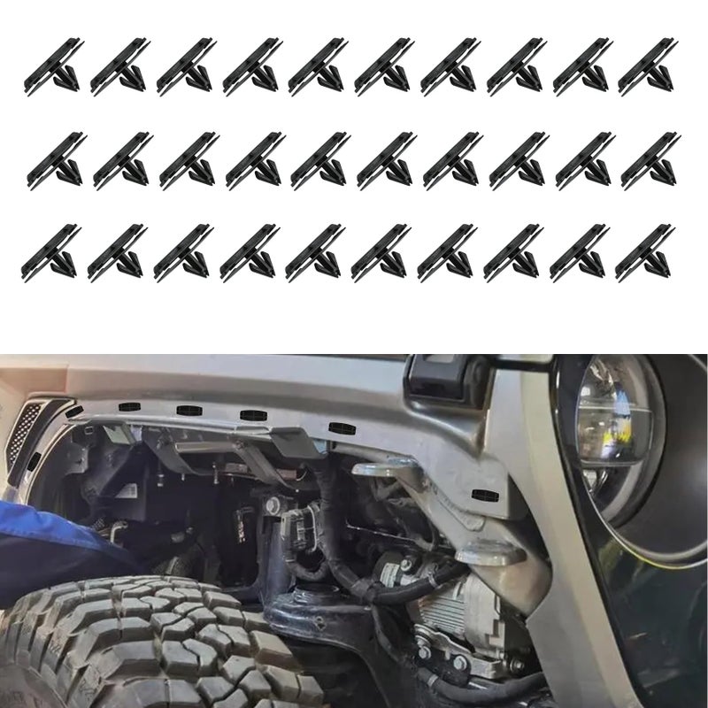 HAOBO 30PCS Fender Flare Rocker Moulding Clip Fender Clips Automotive Bumper Retainer Clips Replaces OEM 68039280AA Rocker Panel Clips Compatible with Jeep Wrangler JK Ram 4500 Ram 5500