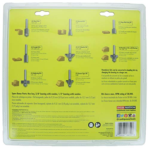 Ryobi A25R151 15 Piece 1/4 Inch Shank Carbide Edge Router Bit Set for Wood - Image 2