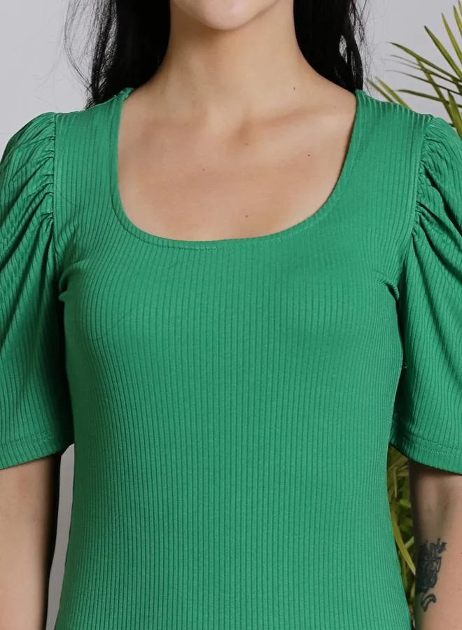 Sera Sera Rib Bodycon Mini Dress with Puff Sleeves