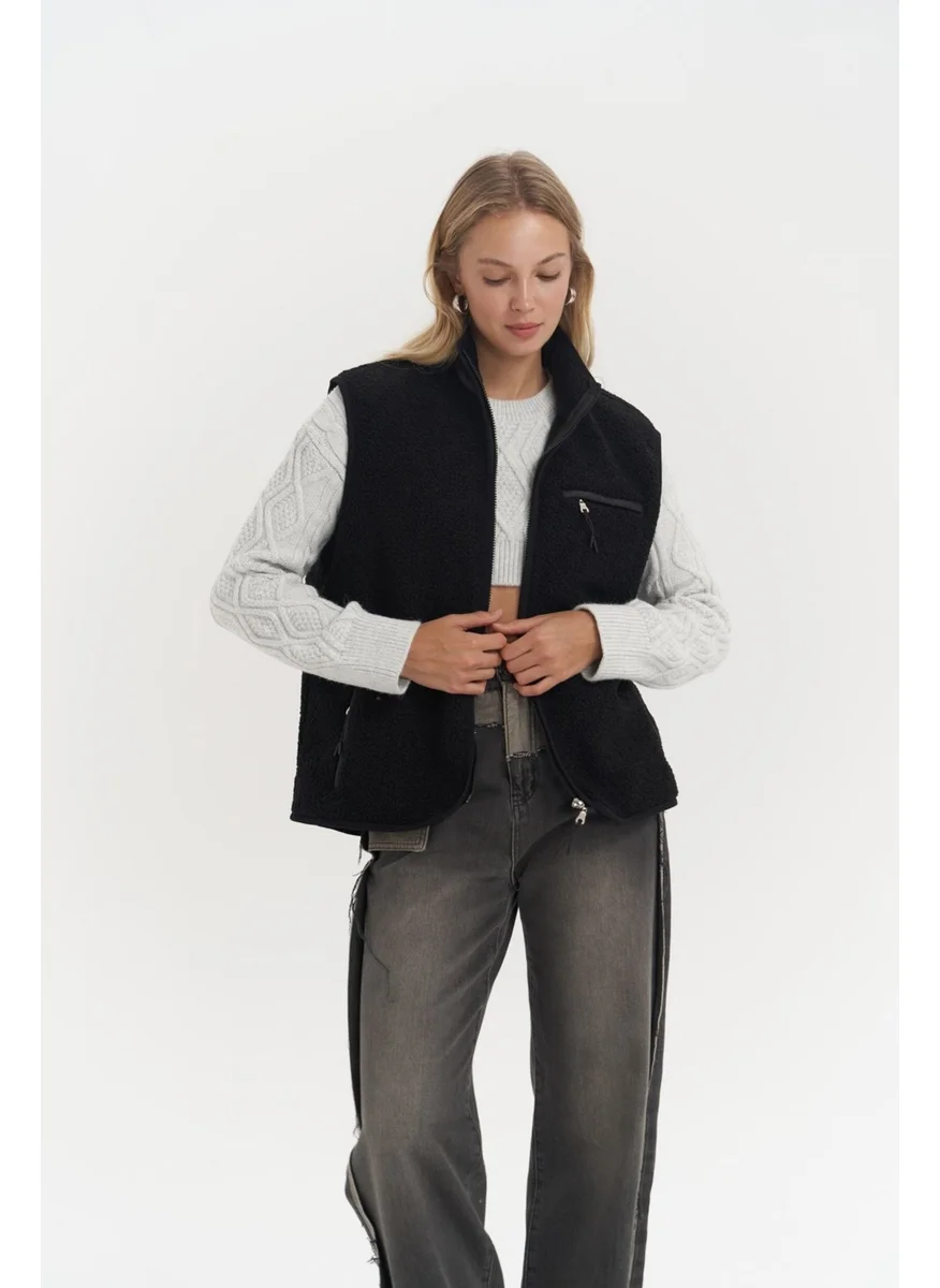 Mai Collection Alberg Black Casual Teddy Vest