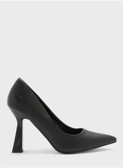 Ginger Patent Flared Heel Pointed Pump