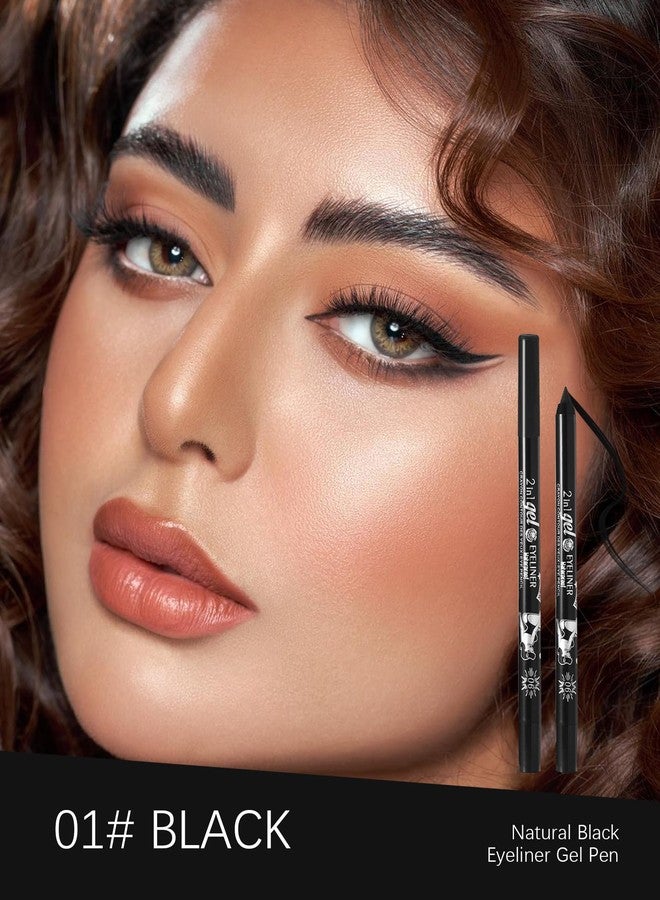 DuaTana Black Waterline Eyeliner Gel Pencil,6Pcs Cream Sharpenable Gel Eye Liner Pen Waterproof Smudge Proof Long Stay Matte Eyeliners, Smooth Intense Color Liner Pencil with Sharpener Eye Makeup for Women-01 - Image 2