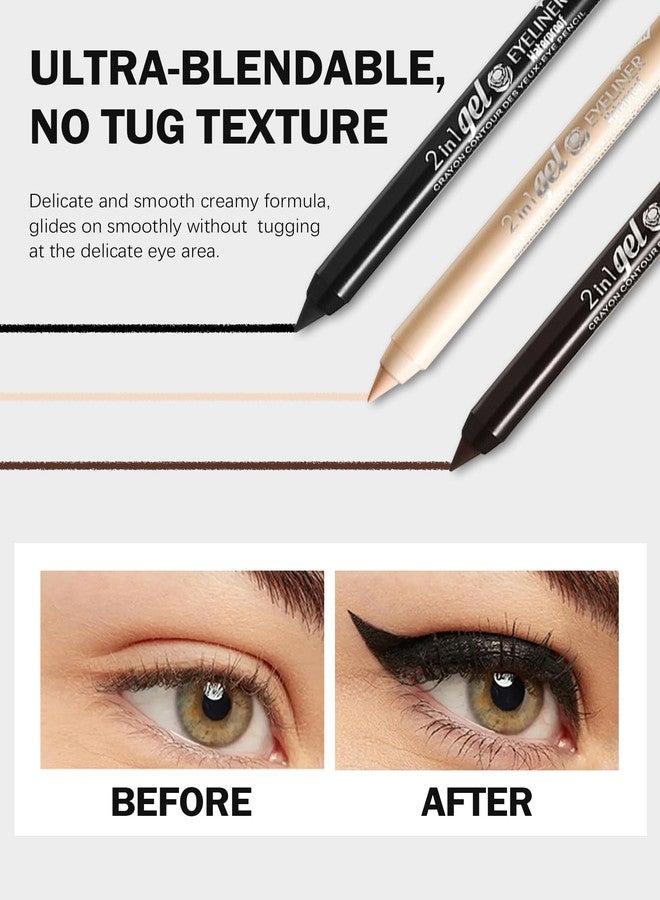 DuaTana Black Waterline Eyeliner Gel Pencil,6Pcs Cream Sharpenable Gel Eye Liner Pen Waterproof Smudge Proof Long Stay Matte Eyeliners, Smooth Intense Color Liner Pencil with Sharpener Eye Makeup for Women-01 - Image 4