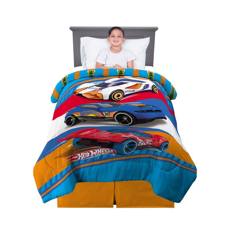Franco Franco Kids Bedding Super Soft Microfiber Reversible Comforter TwinFull Hot Wheels 