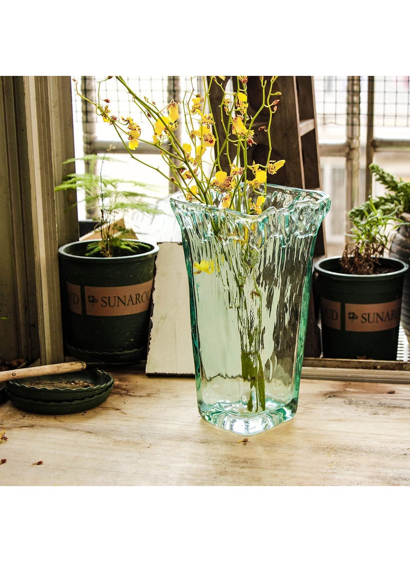 FUNSOBA Funsoba Crystal Clear Glass Flower Vase for Home Wedding Moden Centerpieces Decorative (Green)  - Image 1