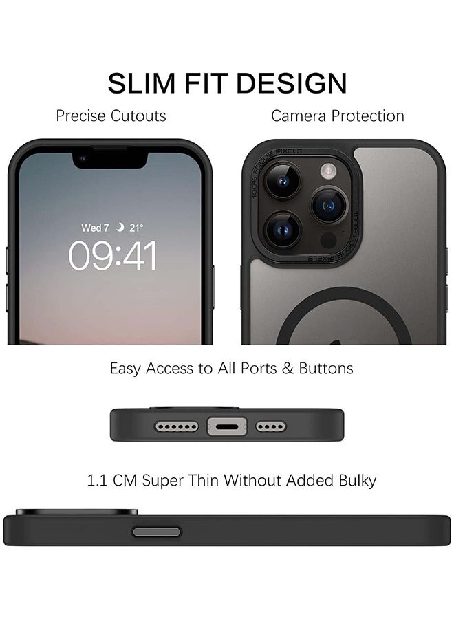 Depend Magnetic Case For iPhone 14 Pro, Compatible With MagSafe Shockproof Protection Cover, Translucent Matte Phone Case With Strong Magnet, Slim Case For Apple 14 Pro 6.1 Inch, Black - Image 2