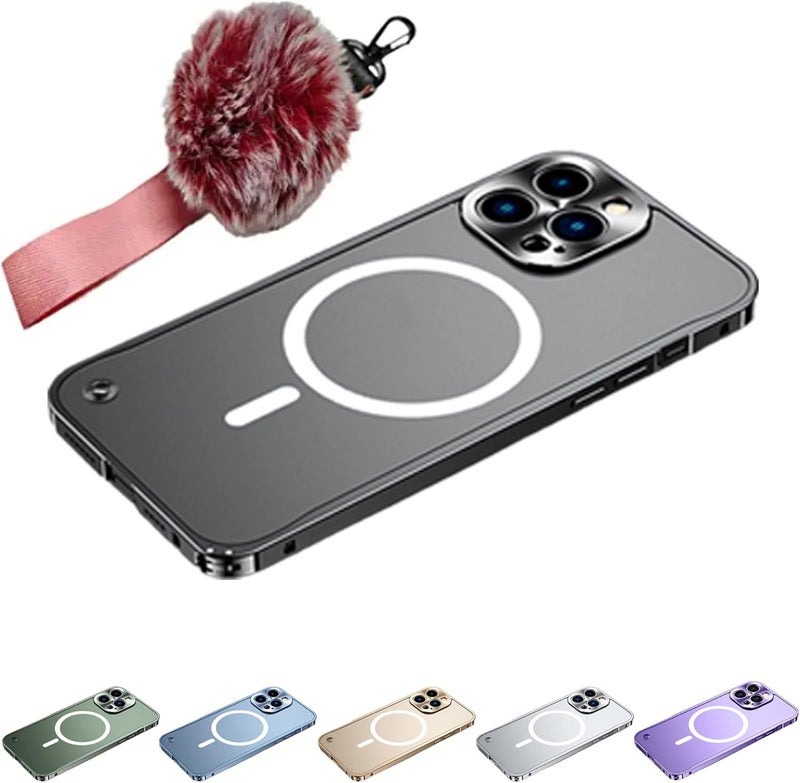 cheekyglo Aluminumalloy Frame Magnetic Charging for iPhone Case, Metal Frame Magnetic Charging for iPhone Case, for iPhone 13/14 Pro Max Case with Screen Protector (Purple,for iPhone 14 Pro Max) - Image 1