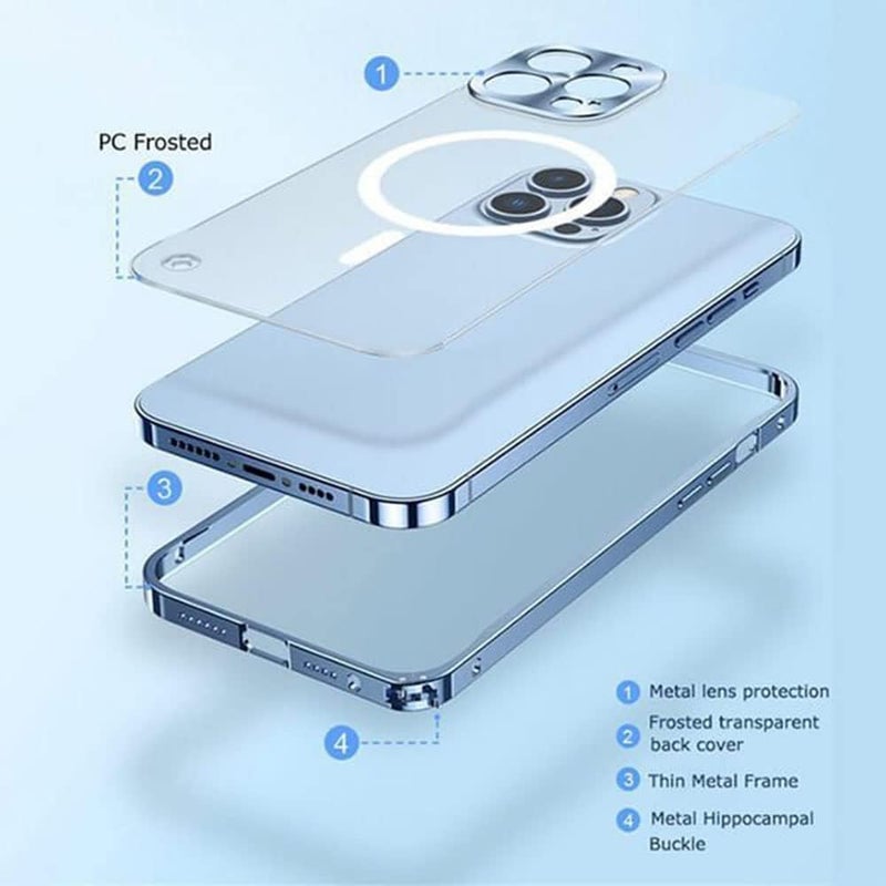 cheekyglo Aluminumalloy Frame Magnetic Charging for iPhone Case, Metal Frame Magnetic Charging for iPhone Case, for iPhone 13/14 Pro Max Case with Screen Protector (Purple,for iPhone 14 Pro Max) - Image 4