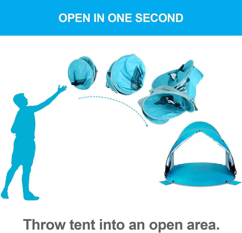 WolfWise UPF 50+ Easy Pop Up 3-4 Person Beach Tent Sport Umbrella Instant Sun Shelter Tent Sun Shade Canopy - Image 5