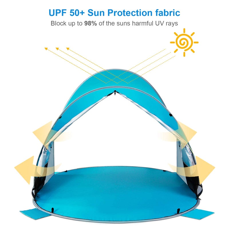 WolfWise UPF 50+ Easy Pop Up 3-4 Person Beach Tent Sport Umbrella Instant Sun Shelter Tent Sun Shade Canopy - Image 4