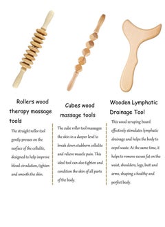 XiuWoo 3-Piece Wood Therapy Massage, for Wooden Lymphatic Drainage, Anti Cellulite Massage Set, Roller Lymphatic Drainage, Body Sculpting Tool  - Image 2